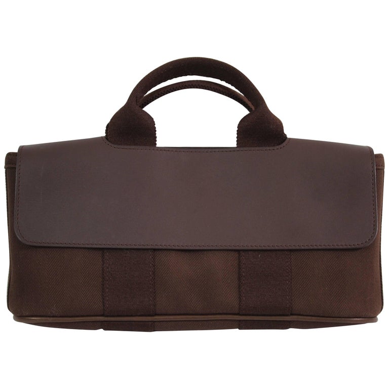 Hermes Mini Valparaiso Brauner Canvas und Leder Tasche 1