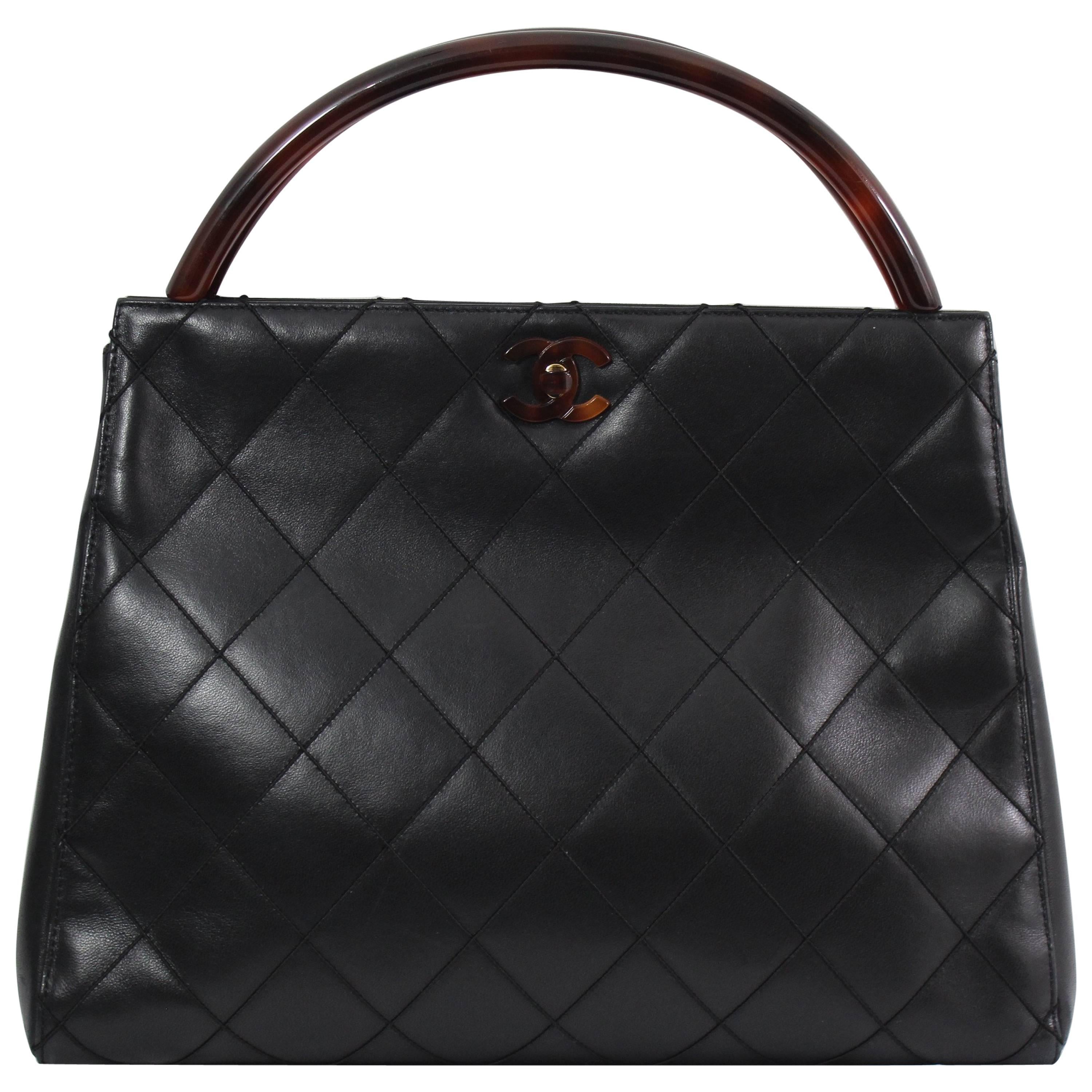 Chanel Black Quilted Lambskin Leather and Bakelite Vintage bag 