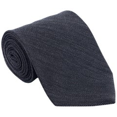 Tom Ford Men's Charcoal Black Woven Striped 4 Inch Wool Tie