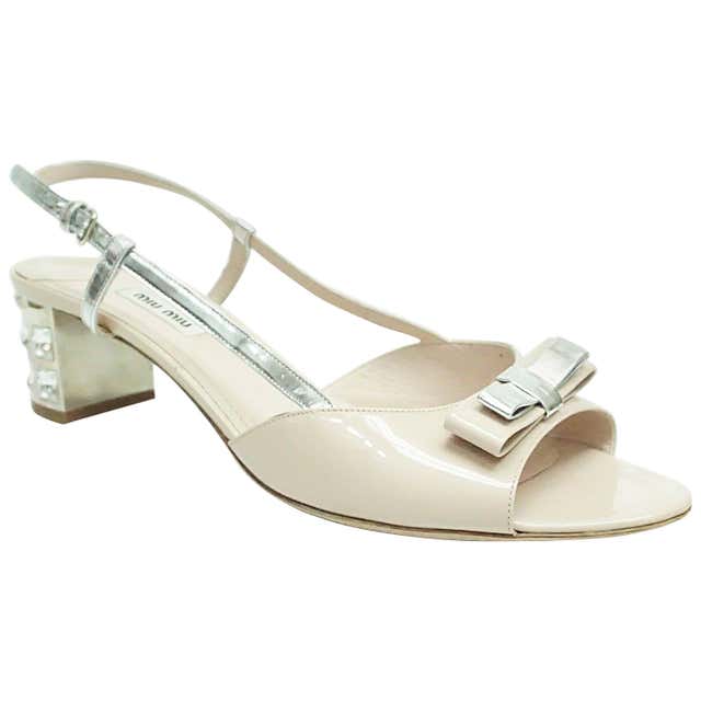 MIU MIU Silver glitter rhinestone heels at 1stDibs