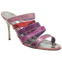 Manolo Blahnik Purple & Red Strappy Python Sandal - 38 - NEW/NEVER WORN