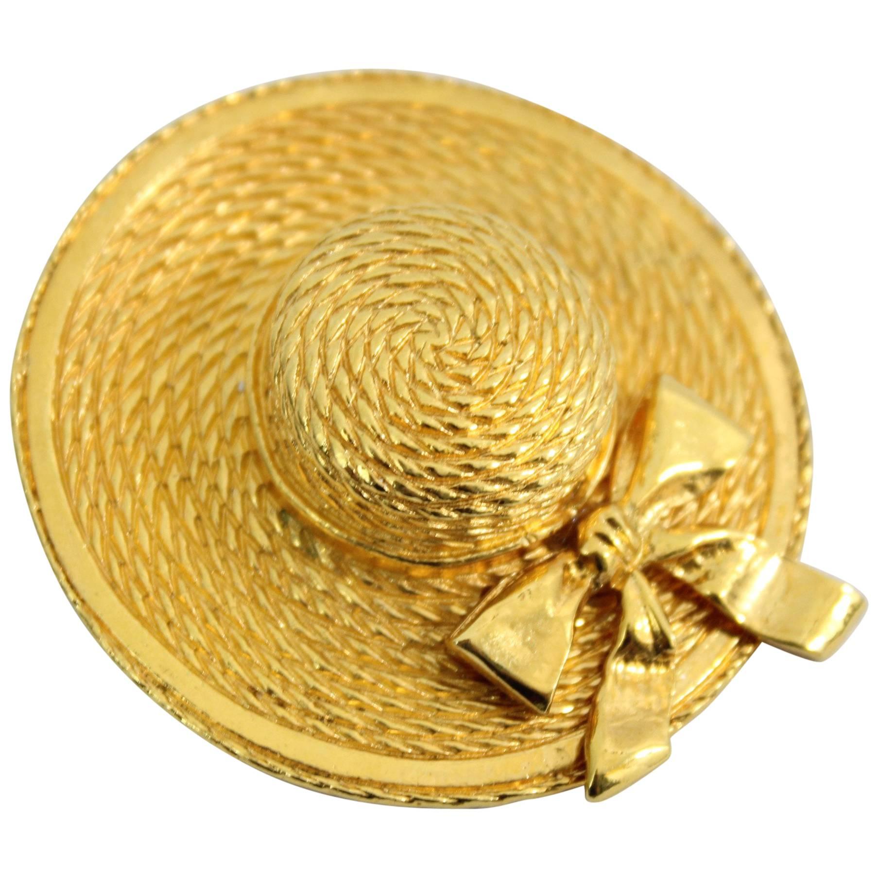 1990 Gold-Plated Chanel Hat Brooche