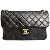 Chanel Modern Thick Chunky Chain Exotic Python Metallic Blue Hobo ...