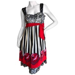 Anna Sui Vintage Festive Lace Trimmed Party Dress, 1980s