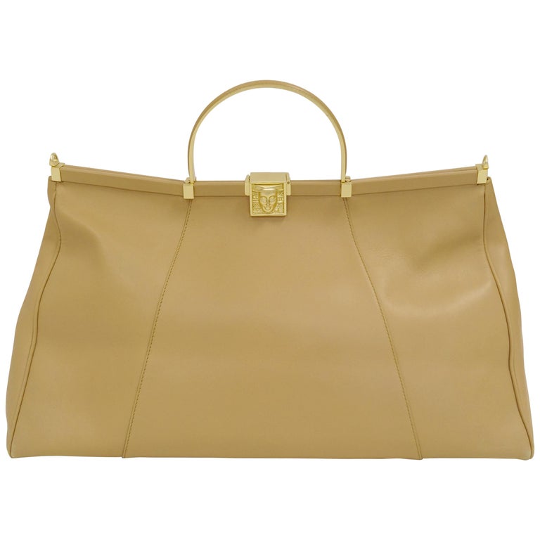 Barry KieselsteinCord Oversized Taupe Italian Leather Handbag at