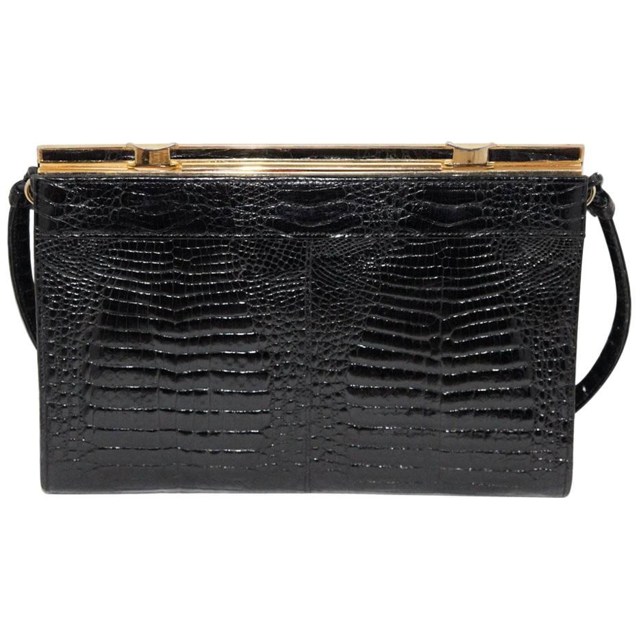 Black Baby croco evening 70s bag