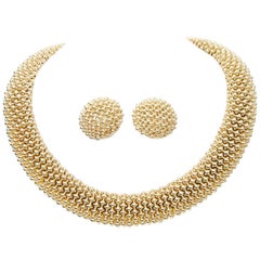 Retro Ciner 1960s Goldtone Necklace and Earrings