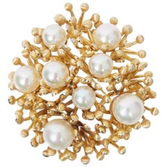 Grosse broche des années 1960 avec perles