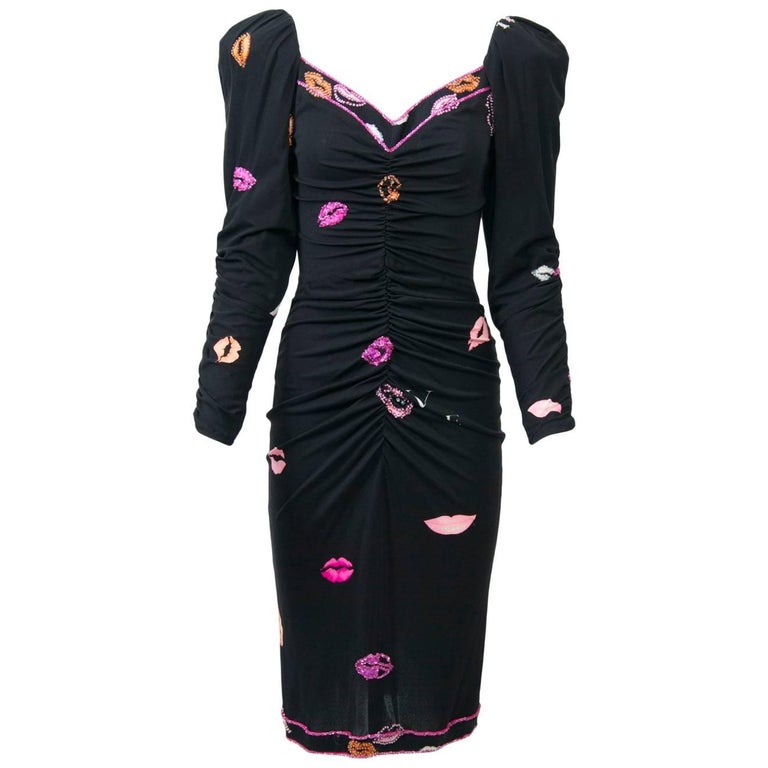 Leonard Lip Print Dress at 1stDibs