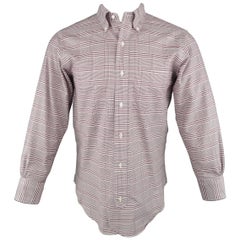 Men's BLACK FLEECE Size XS Burgundy Glenplaid Cotton Long Sleeve Shirt