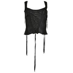 Christian Dior Black Leather Corset Top