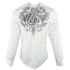 Men's GIVENCHY Size M White HONOR Tattoo Graphic Cotton Long Sleeve Shirt