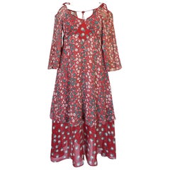 c1969 Ossie Clark Dress w Iconic Celia Birtwell 'Pineapple' Print