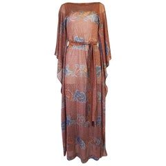 Missoni Floral Print Metallic Lurex Caftan Dress, circa 1972-73
