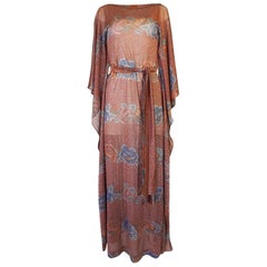 Vintage Missoni Floral Print Metallic Lurex Caftan Dress, circa 1972-73 