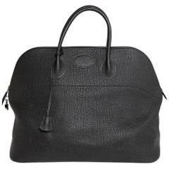 Bolide Hermes Black Fjord Leather GM Travel Bag With Handle