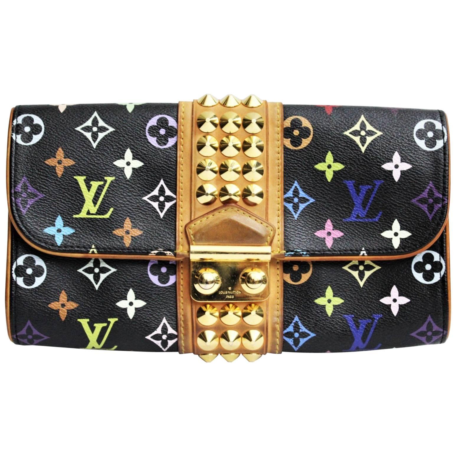 Louis Vuitton Black Monogram Multicolor Courtney Clutch Bag - Yoogi's Closet
