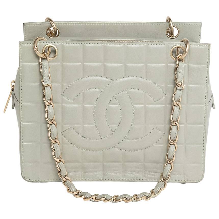 Chanel Grey Leather Pst Icecube With Light Gold Mat Hardware For Sale