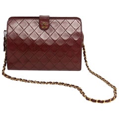 Chanel Burgundy Quilted Lambskin 1988 Vintage Shoulder Bag