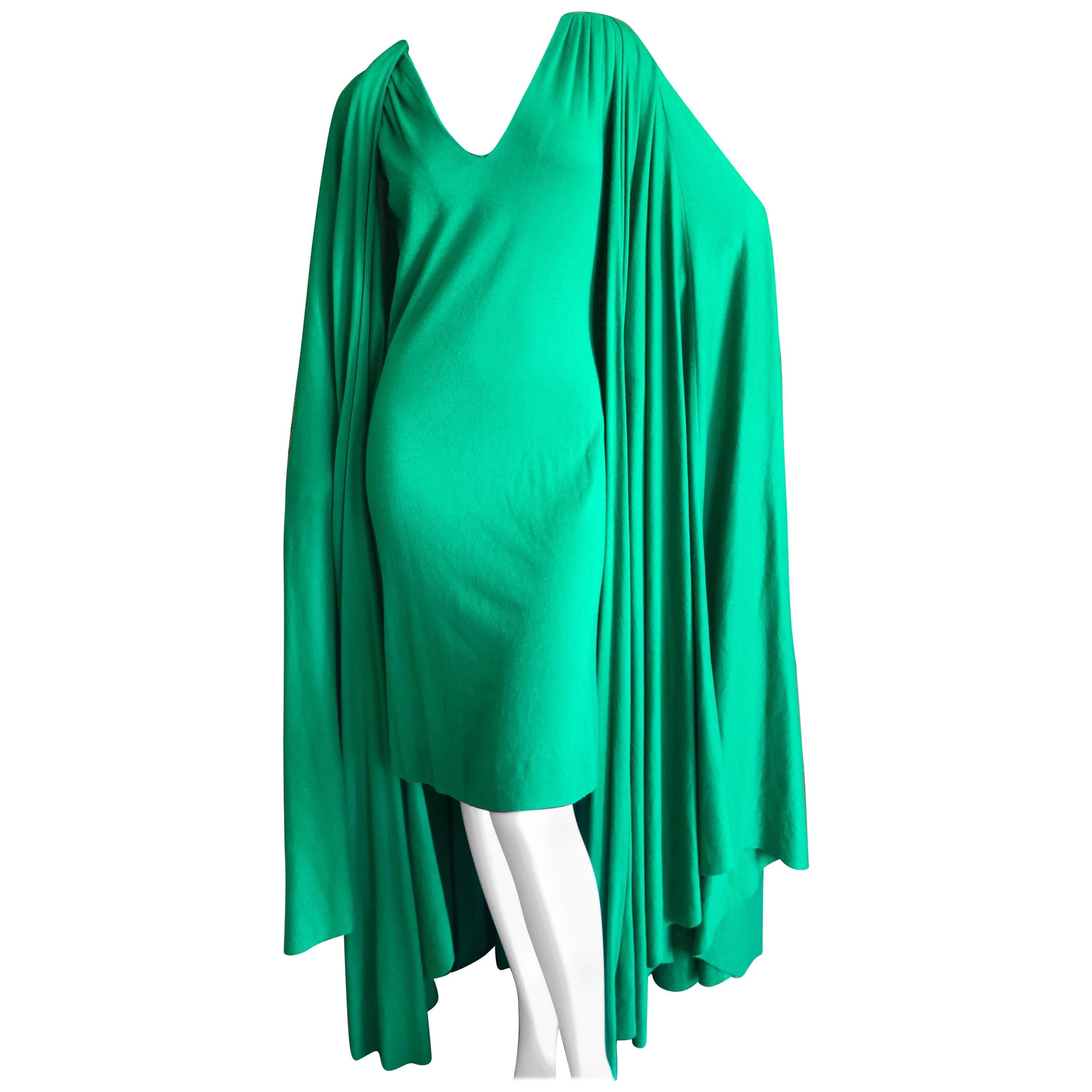Cardinali Luxurious Lime Green Cashmere Dress and Matching Cape For Sale