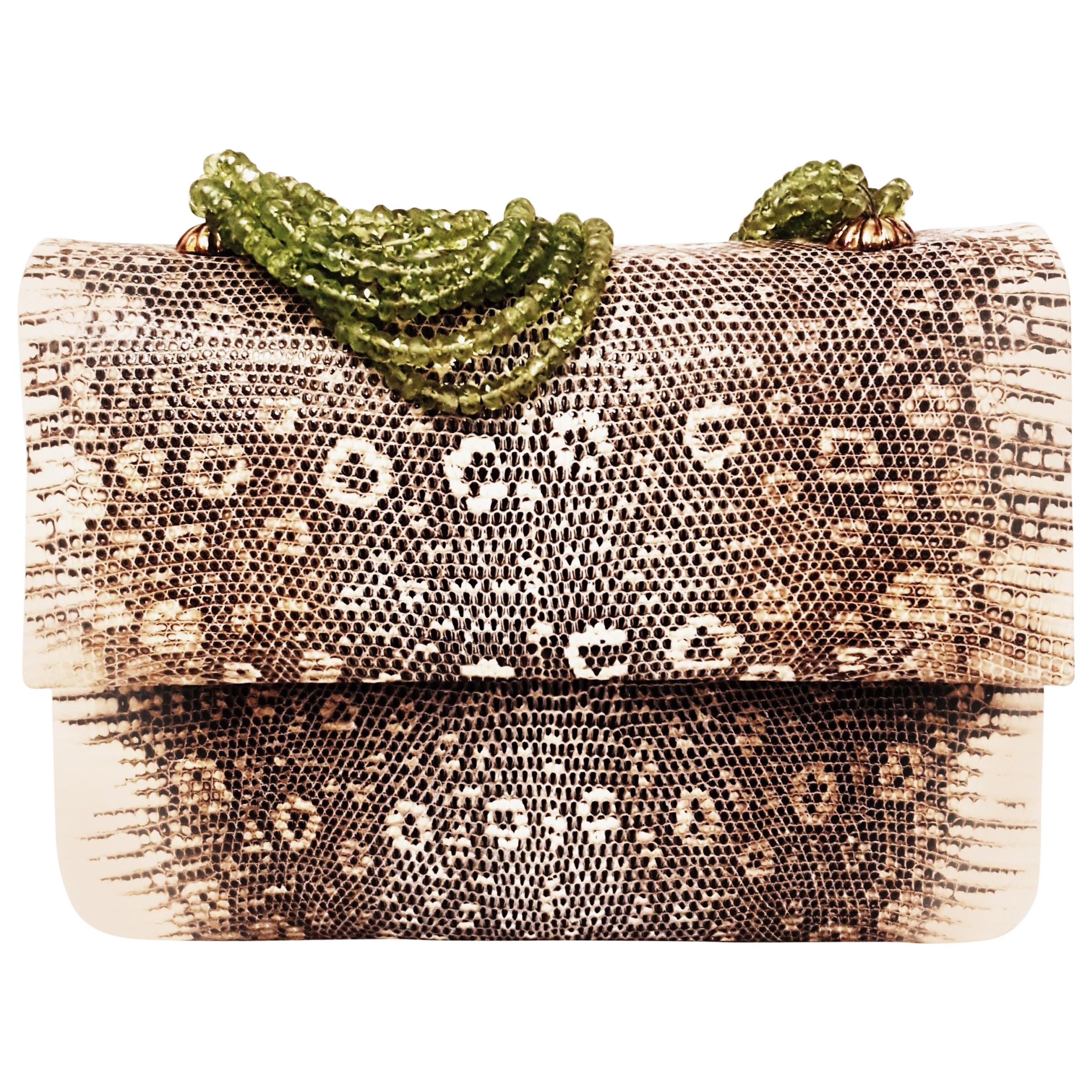 Darby Scott Lizard Evening Bag With Peridot Strands For Sale
