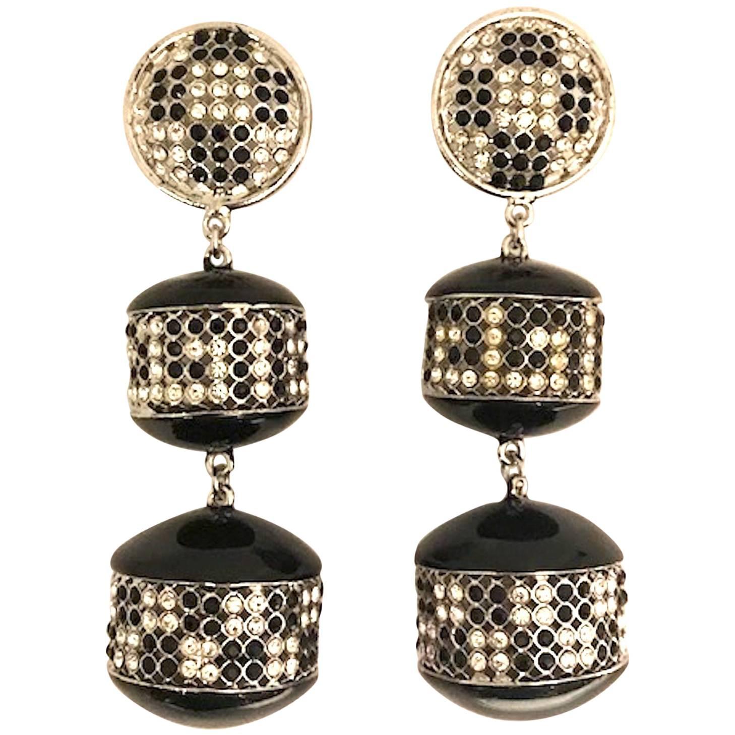 De Liguoro black & rhinestone pendant earrings from Elsa Martinelli's collection