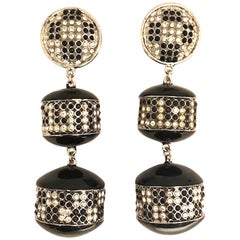 De Liguoro black & rhinestone pendant earrings from Elsa Martinelli's collection