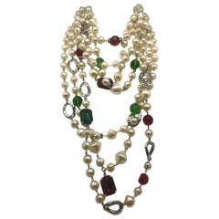 Chanel Style Faux Pearl & Jewel Necklace Owned by Actress Model Elsa Martinelli