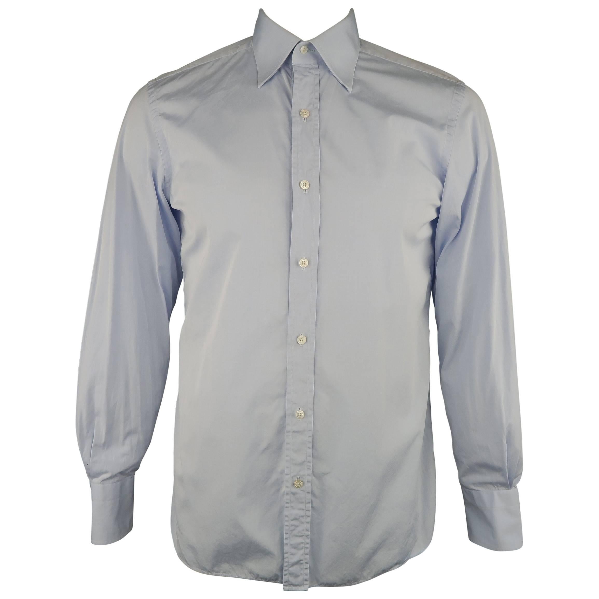 Men's TOM FORD Size M Light Blue Solid Cotton Long Sleeve Shirt