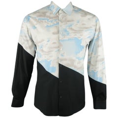 Men's KENZO Size L Sky Print & Black Color Black Long Sleeve Shirt
