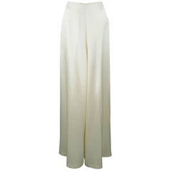 RALPH LAUREN Size 8 Beige Cream Rayon / Silk Satin Wide Leg Dress Pants
