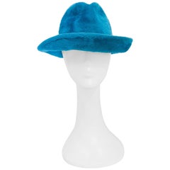 1960s Aqua Blue Beaver Fur Felt Hat