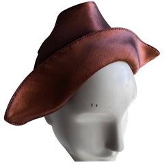 1940s Coret Chocolate Brown Silk Satin Dutch-Style Cocktail Hat
