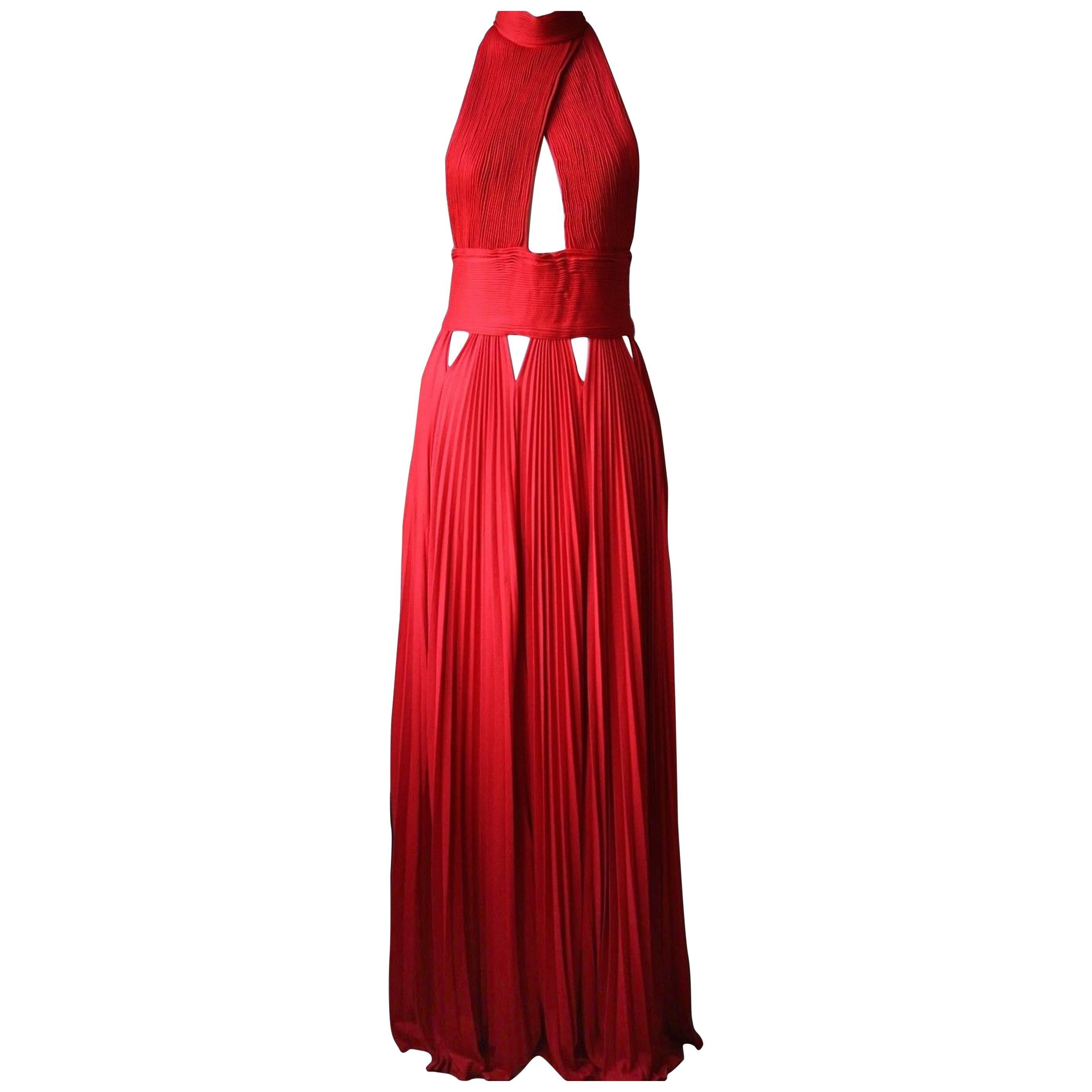 Givenchy Pleated Cut-Out Cross Front Viscose Blend Dress For Sale
