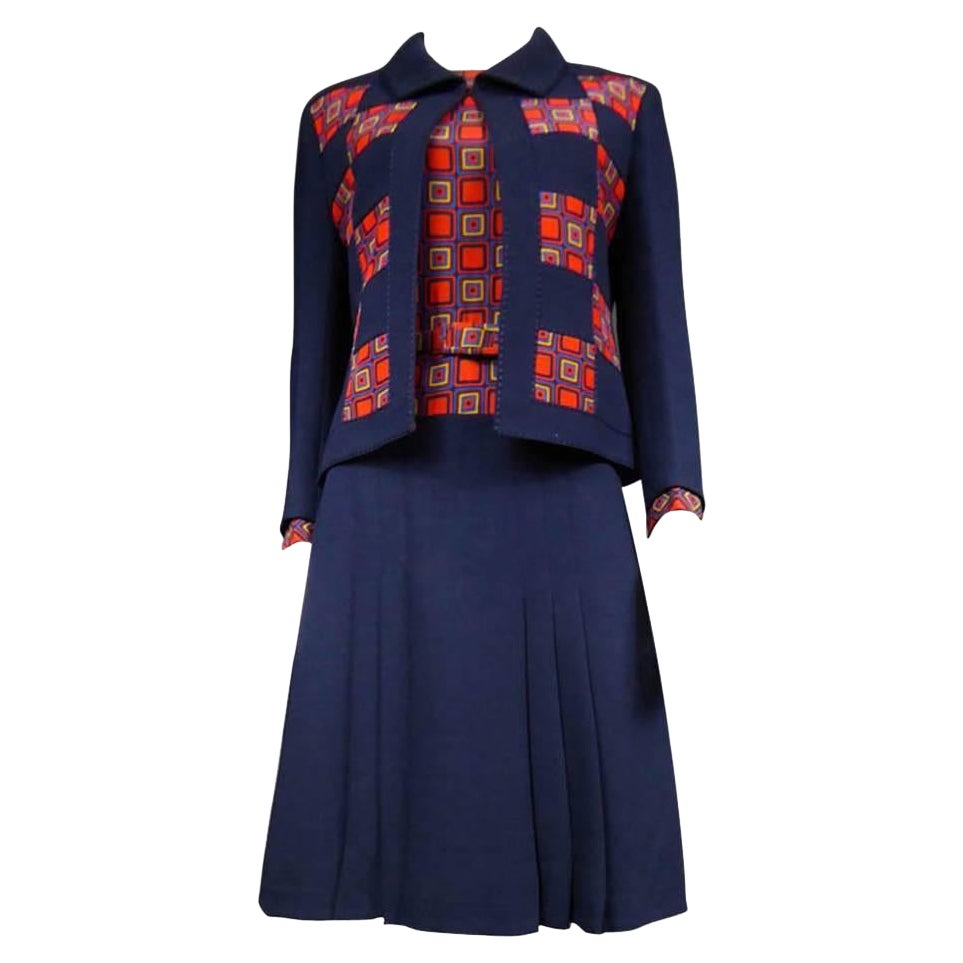 A French Couture dress and jacket in Pierre Balmain style - Circa 1972 For Sale