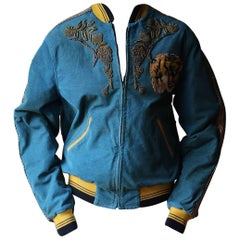 Gucci Dragon-Embroidered Corduroy Bomber Jacket