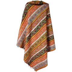 Twill weave striped kashmir shawl  - India or Persia 19th century