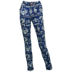 Jean Paul Gaultier Vintage Tattoo Denim Skinny Pants Trousers