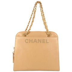 Chanel Vintage Logo Chain Caviar Medium Tote