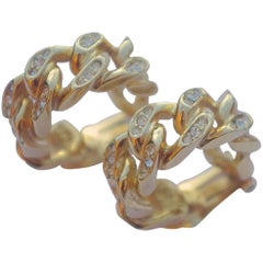 Christian Dior Gold-Plated and Rhinestone Hoop Earrings, circa 1980s