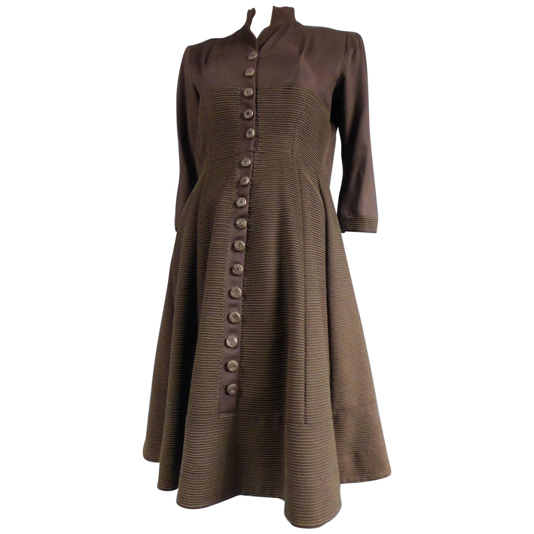 Carven Haute Couture Coat Dress, Circa 1944 / 1947