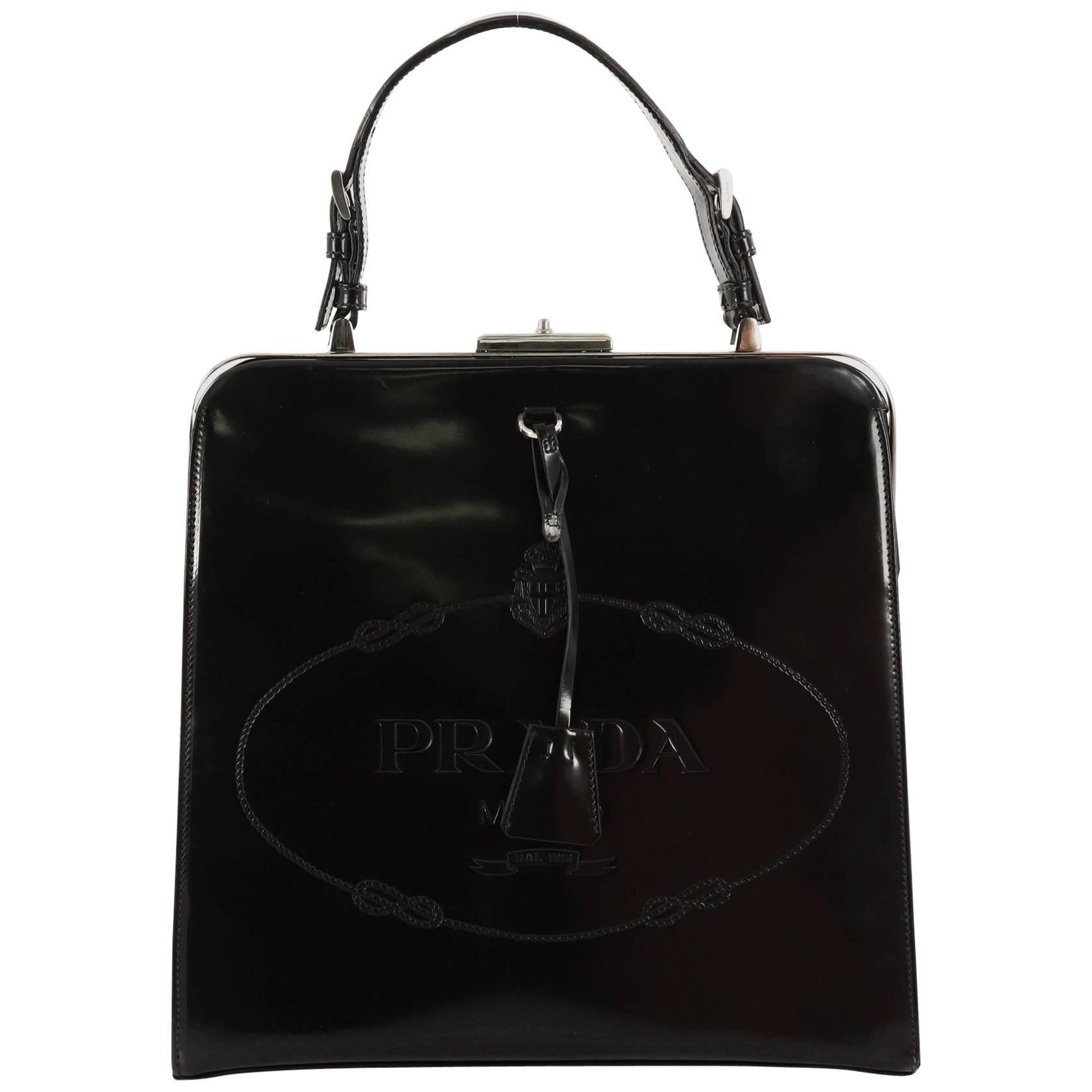 Prada Frame Handle Bag Spazzolato Leather Small