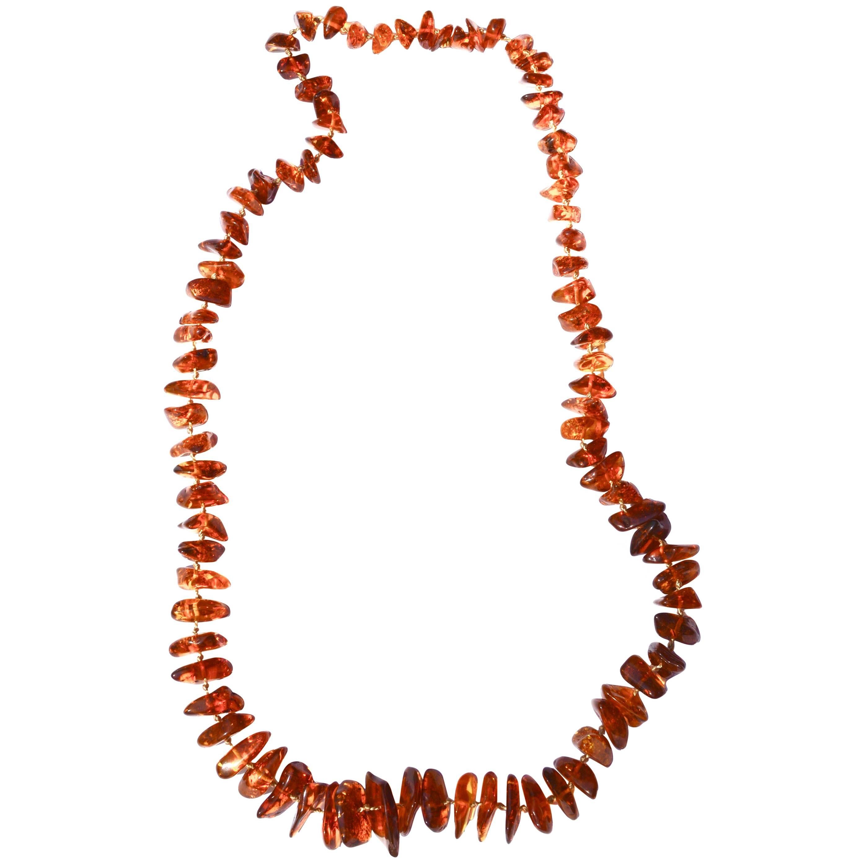 Vintage Amber Nugget Necklace  For Sale