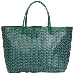 Used 2011 Goyard Green Chevron Coated Canvas St Louis GM 