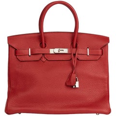 2006 Hermes Rouge Garance Fjord Leather Birkin 35cm