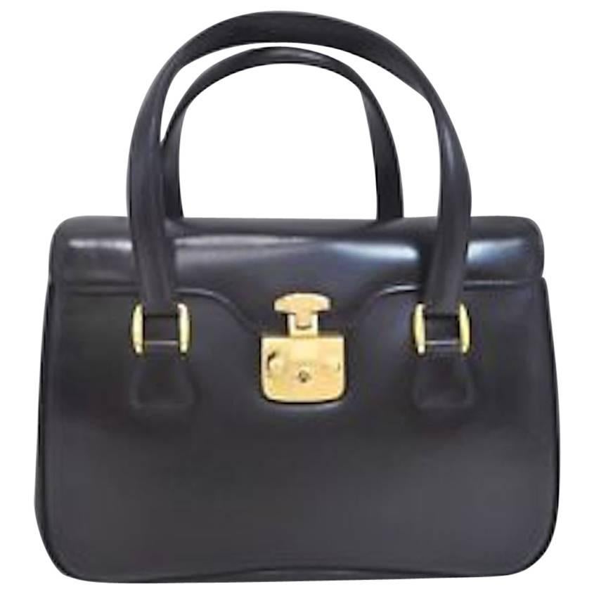 Gucci Leather Gold Kelly Style Evening Top Handle Satchel Bag