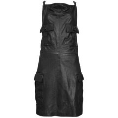 Vintage Versace 1990s Leather Medusa Pocket Dress