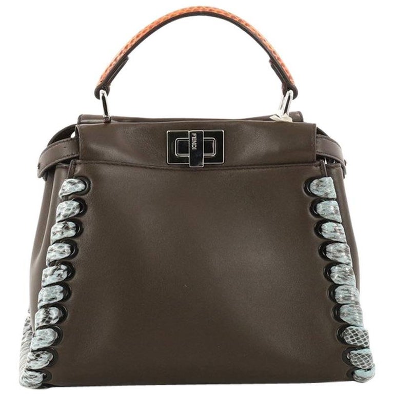 Fendi Peekaboo Bag Whipstitch Leather Mini Neutral 2289231