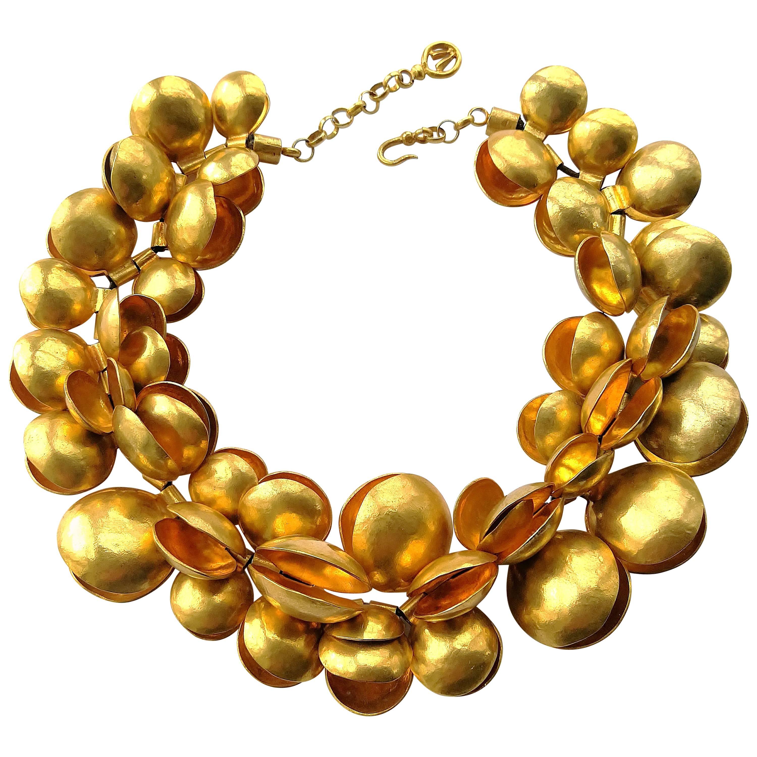Herve Van Der Straeten France Gilded coquillage / seashell necklace, 1990s