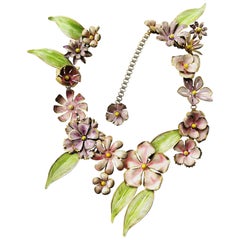  Very large hand enamelled metal 'floral motif' necklace, Sandor, 1960s.